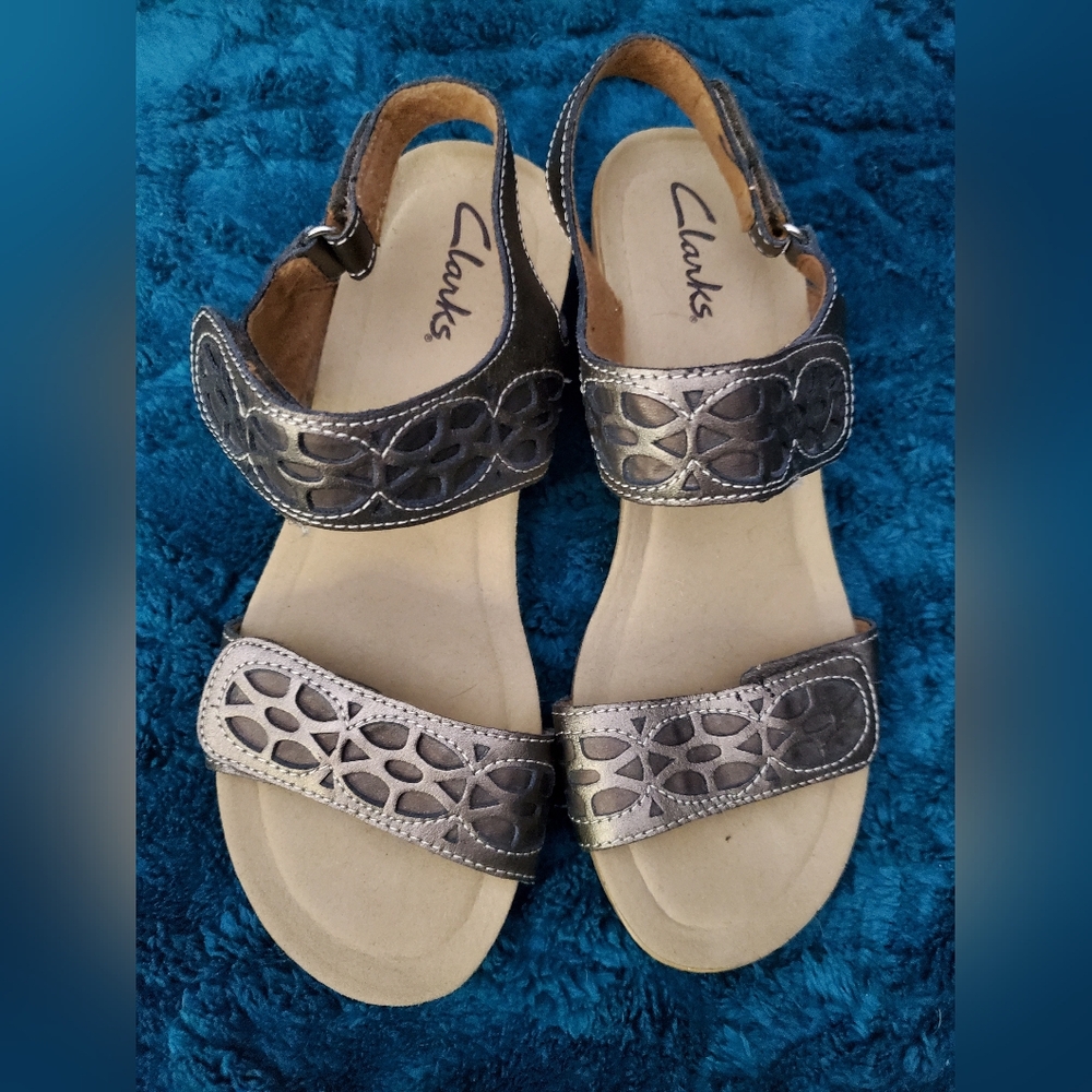 Clarks Silver Sandals Elegant Comfort